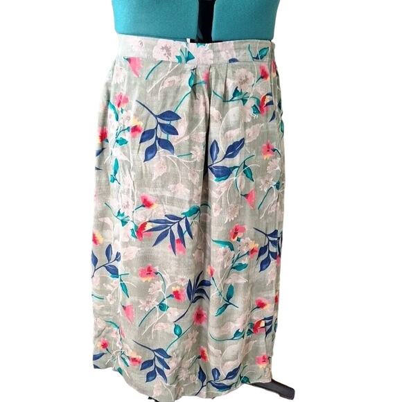 Vintage 90s Rayon Floral Midi Skirt Grunge Women Size XL - Picture 5 of 7